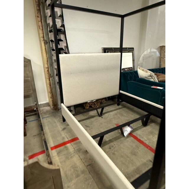 Metal Queen Size Pottery Barn Atwell Canopy Bed Frame For Sale - Image 7 of 12