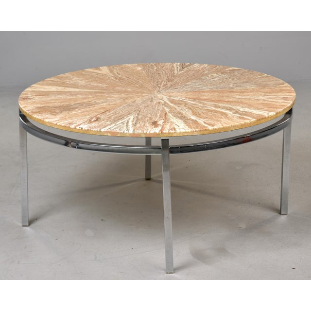 Mid-Century Modern Mid Century Round Marble Top Coffee Table With Chrome Base For Sale - Image 3 of 10