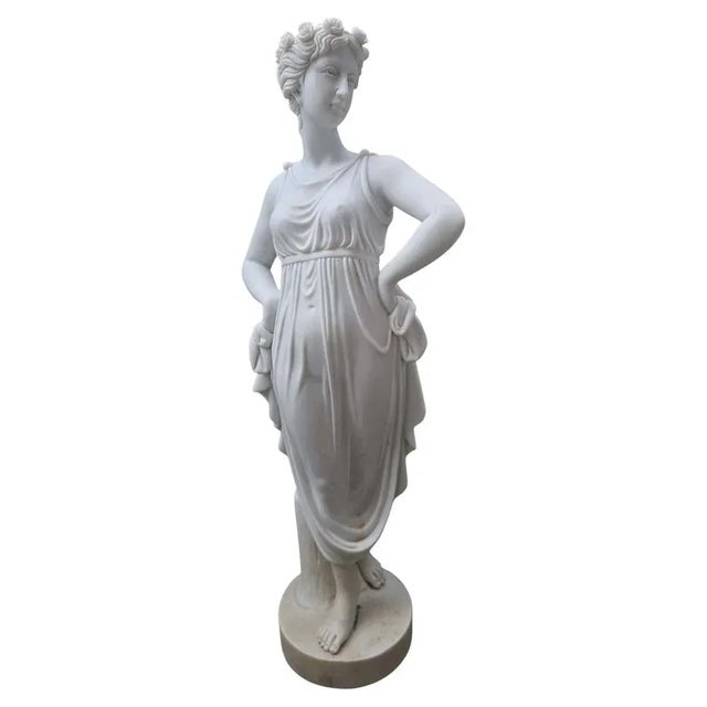 Hand-Carved Italian Marble Sculpture of, 19th-Century Young Woman, 1950s For Sale - Image 6 of 6