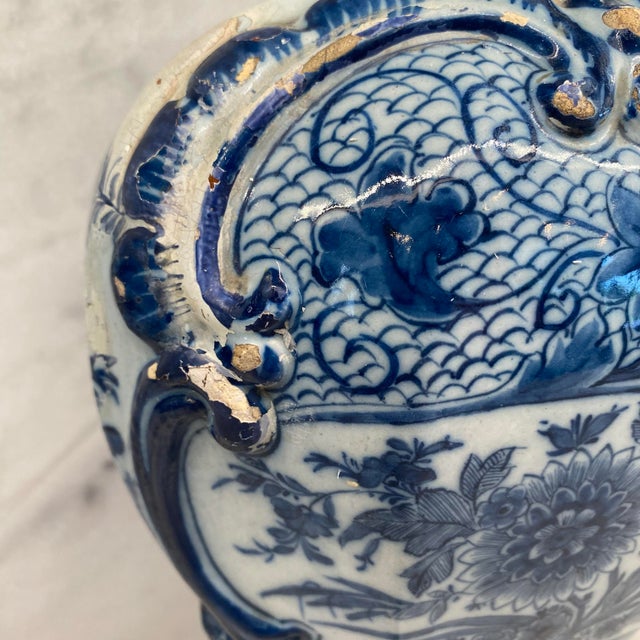 Antique Dutch Delft Blue and White Faience Vase For Sale - Image 11 of 16