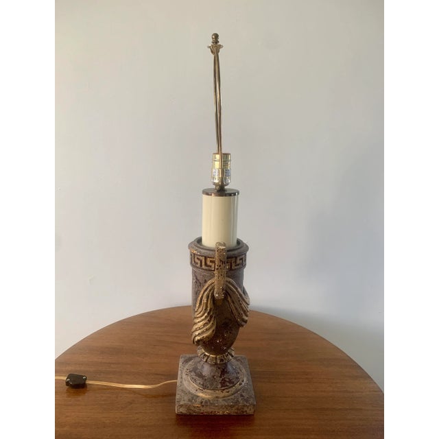 Vintage Neoclassical Urn-Form Table Lamp With Greek Key and Draped Swag For Sale - Image 9 of 12