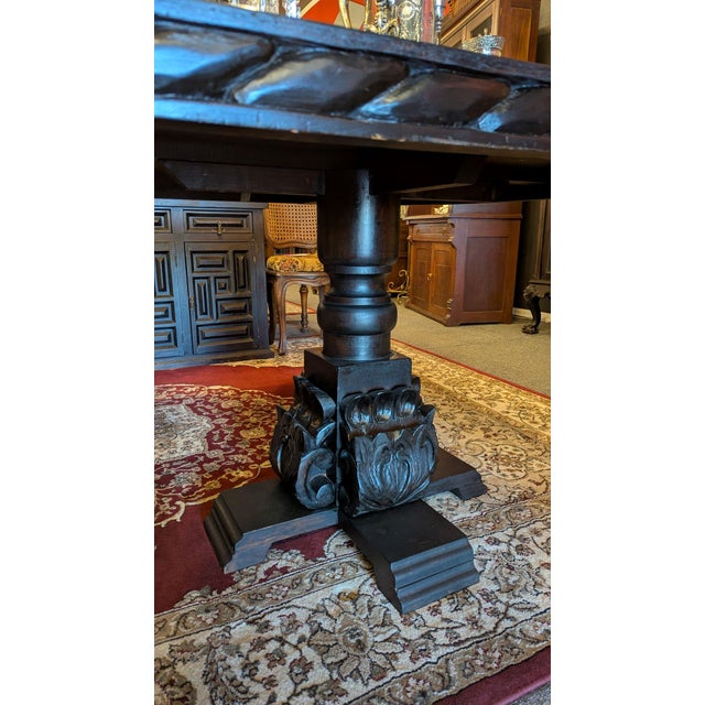 Late 19th Century Ebonized Flemish Double Pedestal Table For Sale - Image 5 of 10