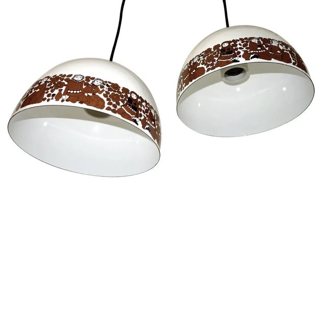 Mid-Century Modern Enamel Pendants by Kay Franck & Esteri Tomula for Wartsila, 1970s, Set of 2 For Sale - Image 3 of 6