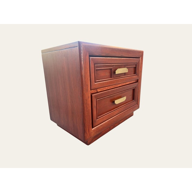 Red Late 20th Century Postmodern Cognac Nightstands – Attributed to Burlington, 2 Pieces For Sale - Image 8 of 10