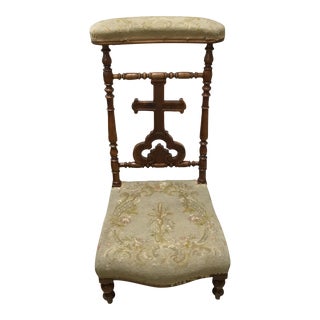 Antique French Walnut Prayer Bench For Sale
