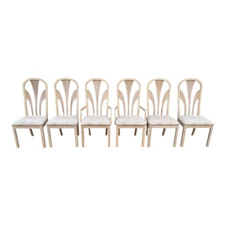 1990s Postmodern White Oak High Back Dining Chairs- Set of 6 For Sale
