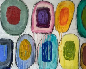 "Gridish #21" Contemporary Abstract Mixed-Media Painting by G. Campbell Lyman