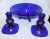 Striking cobalt glass garniture set with silver overlay. Consists of a centerpiece bowl measuring 4" x 11" and a pair of...