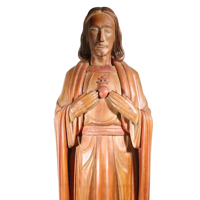 Vintage Carved Wood Jesus Dated '69 For Sale - Image 9 of 16