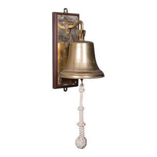 Vintage School Dinner Bell, English, Brass, Playground Ringer, Mid Century For Sale