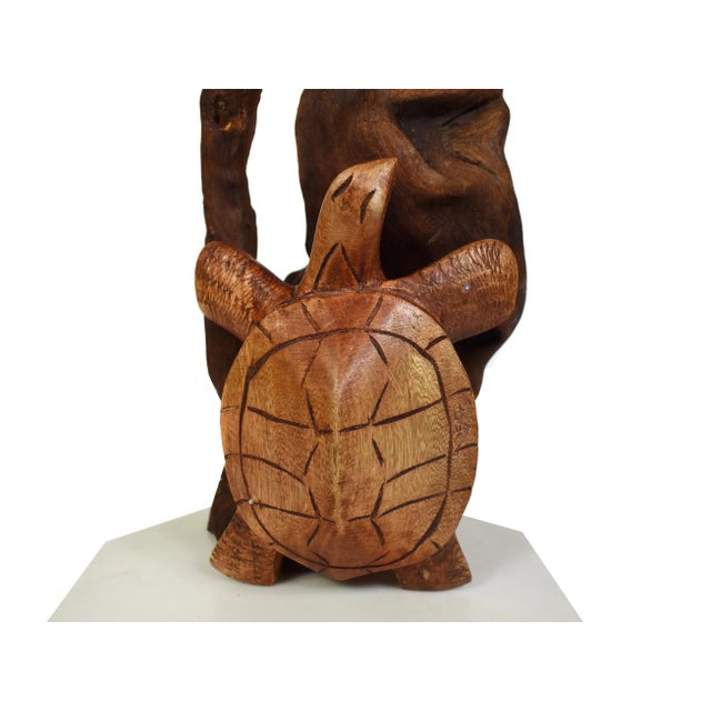 1970s Vintage Organic Drift Wood With Turtle on Base For Sale - Image 5 of 9