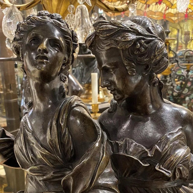 Neoclassical Allegorical Bronze of Music and Poetry After Guillaume Coustou II For Sale - Image 3 of 13