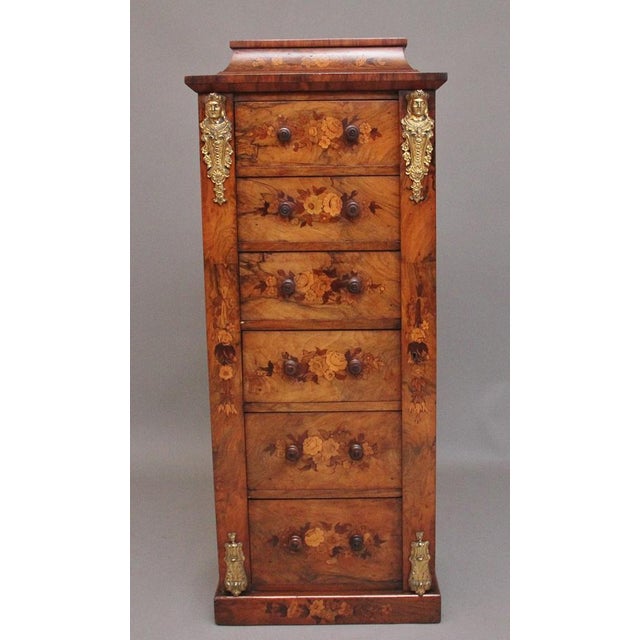 Antique Wellington Chest in Walnut and Marquetry, 1860 For Sale - Image 17 of 17