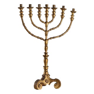 Seven-Branched Gilt Wood Candelabra For Sale