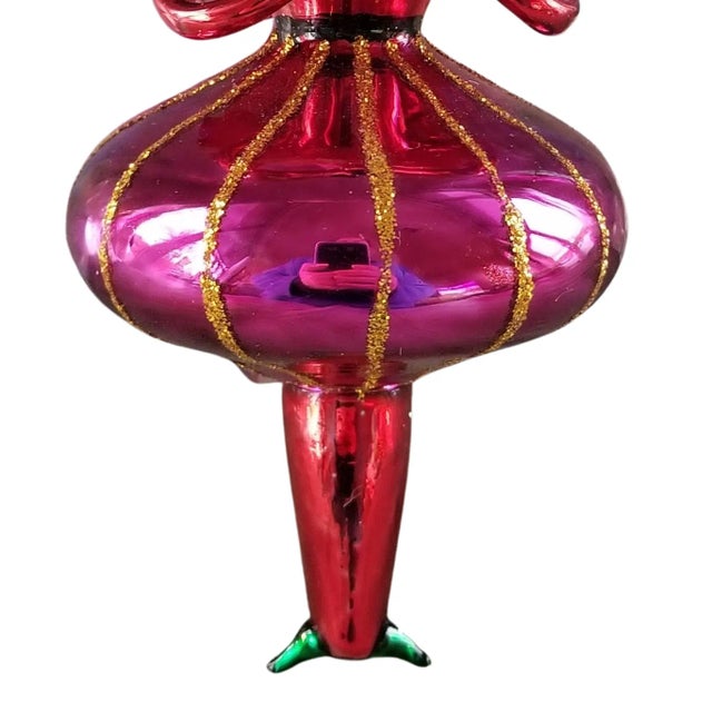 2000 - 2009 Artisan Crafted Blown Glass Female Jester With Crown Christmas Ornament For Sale - Image 5 of 9