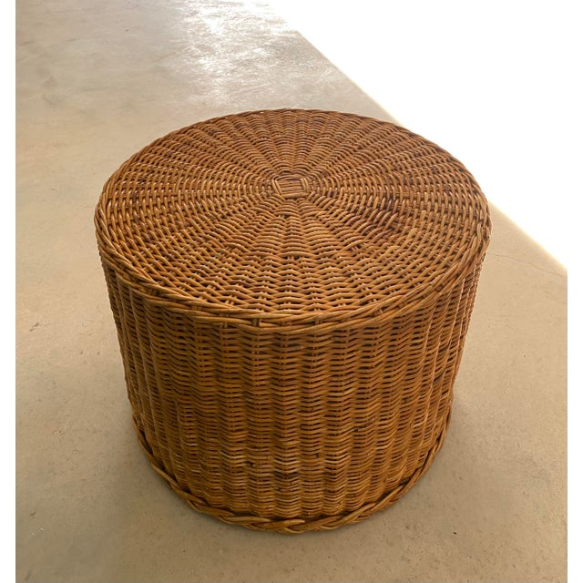Bielecky Brothers-Style Braided Rattan Round Drum Table, 1980s (Hong Kong) For Sale - Image 16 of 18