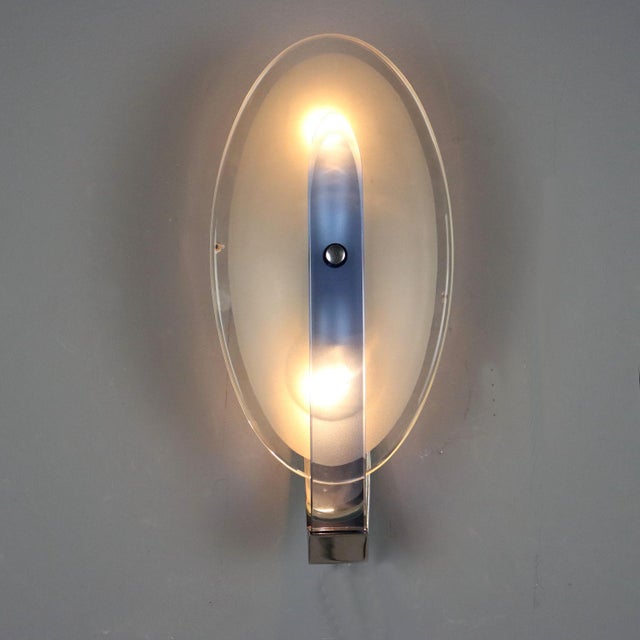 Metal Vintage Glass and Metal Wall Lamp, 1960s For Sale - Image 7 of 7