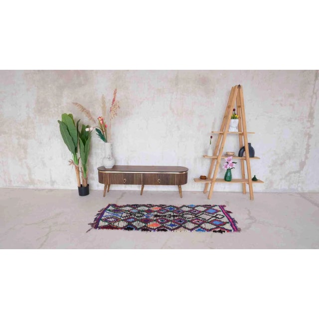Blue 1990’s Moroccan Tribal Colorful Azilal Rug - 6 X 2.43 Ft For Sale - Image 8 of 10