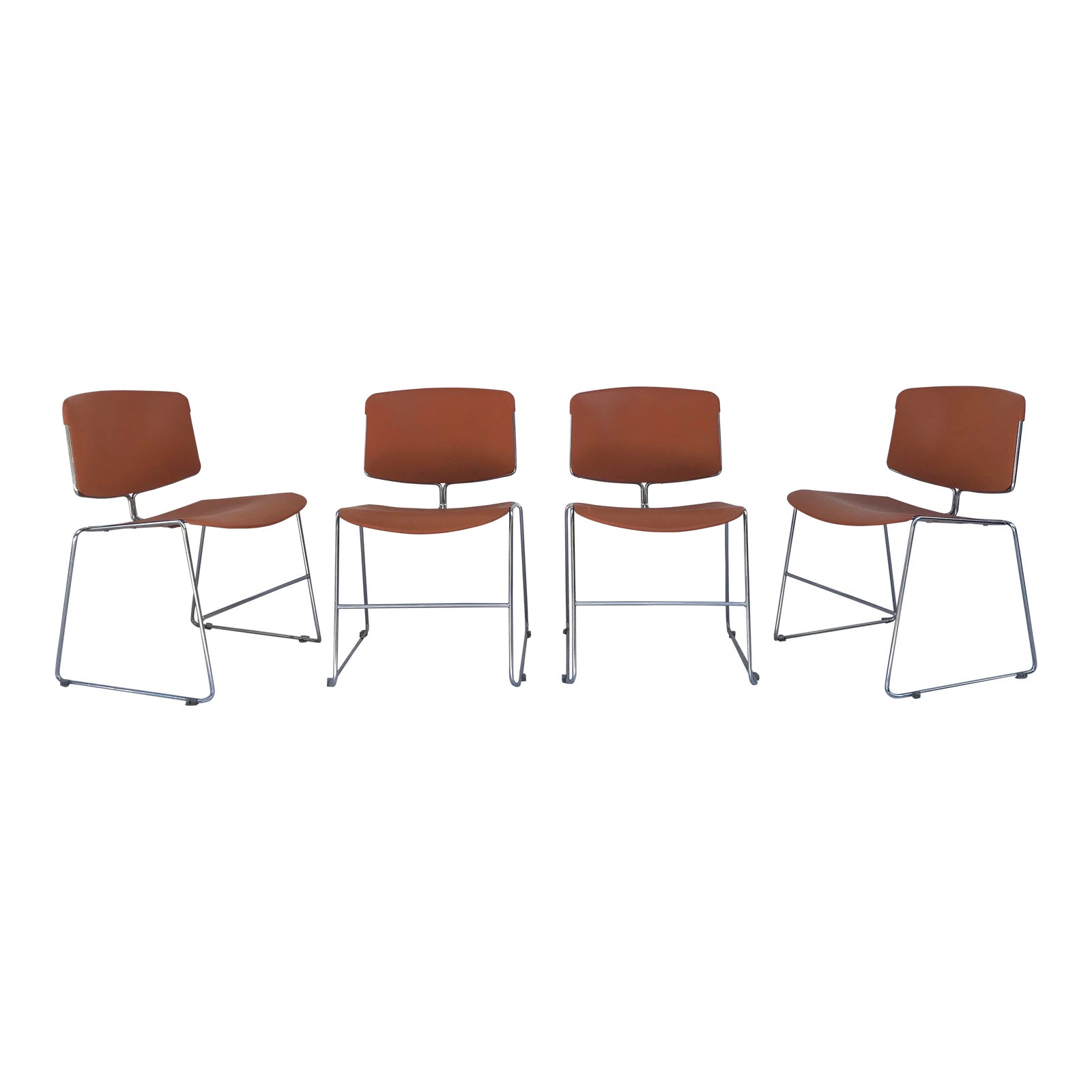 1970s Steelcase Max Stacker Chrome Chair Set Of 4 Chairish