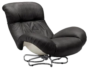 Italian Black Leather & Fiberglass Swivel Armchair by Gecchelin for Busnelli, 1970s