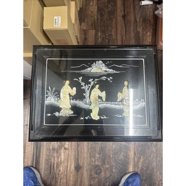 This Oriental Black Japanese Furniture Lacquer Wood Side Table is a charming addition to any indoor space. The rectangular...