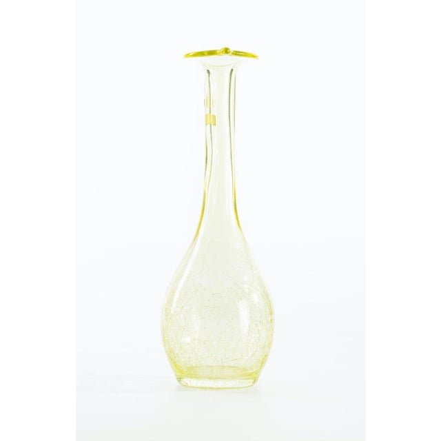 Tall Vintage Crystal Vase in Straw-Yellow with Bulbous Body, Austria, 1950s For Sale - Image 4 of 5