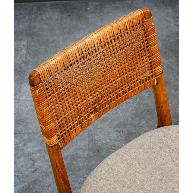 Wood Mid Century Modern Dining Chairs Set 4 E. Knudsen White Oak Brown Cane Restored For Sale - Image 7 of 12