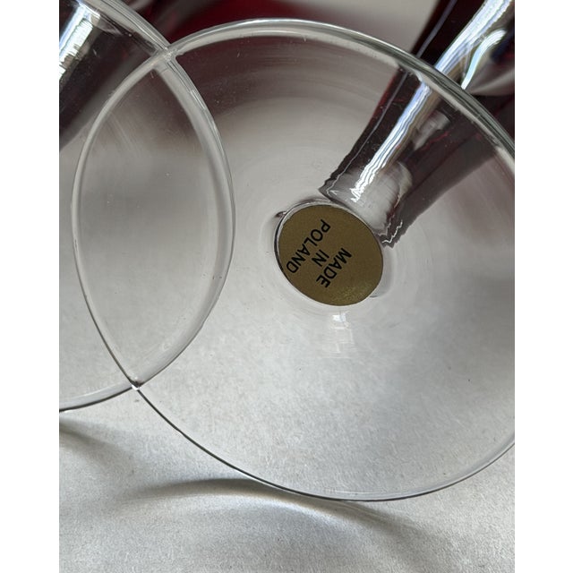Vintage Mid-Century ModernPolish Ruby Red Art Glass Cordial Glasses Set of 6 Stemware For Sale - Image 9 of 14