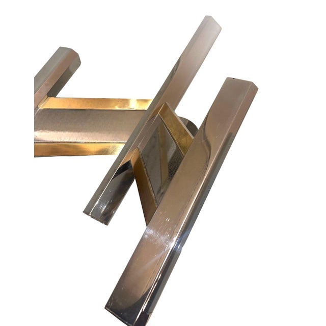 Metal 1970s Sciolari Chrome & Brass Geometric Wall Sconces, Late 20th Century - a Pair For Sale - Image 7 of 8