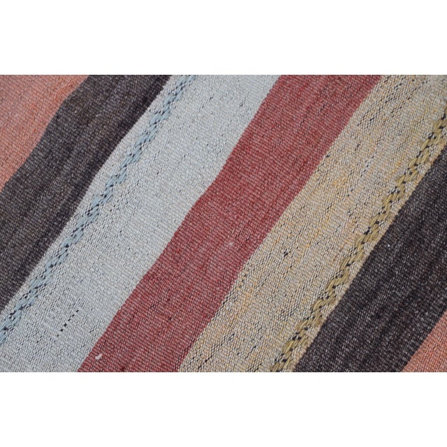 1970s Turkish Antique Striped Hand Knotted Kilim Rug For Sale - Image 9 of 11