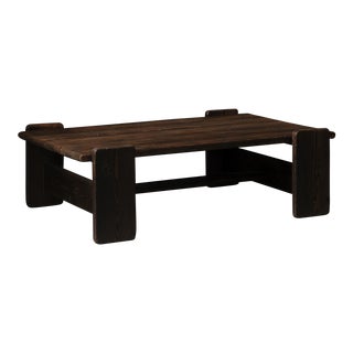 1960s Stained Pine Brutalist Coffee Table For Sale