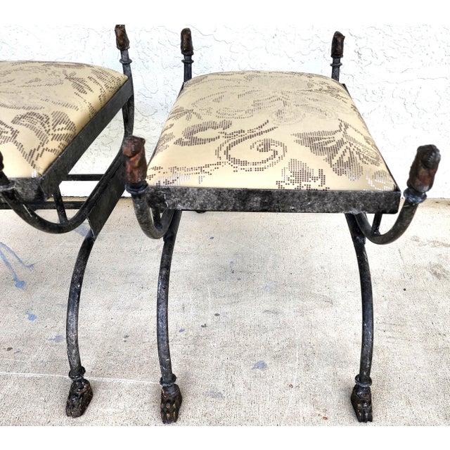 Pair of Curule Benches Footstools With Lion Motif For Sale - Image 10 of 18