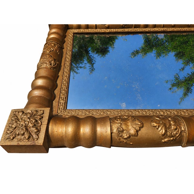 Wood 19th Century American Empire Giltwood Split Baluster Wall Mirror For Sale - Image 7 of 17