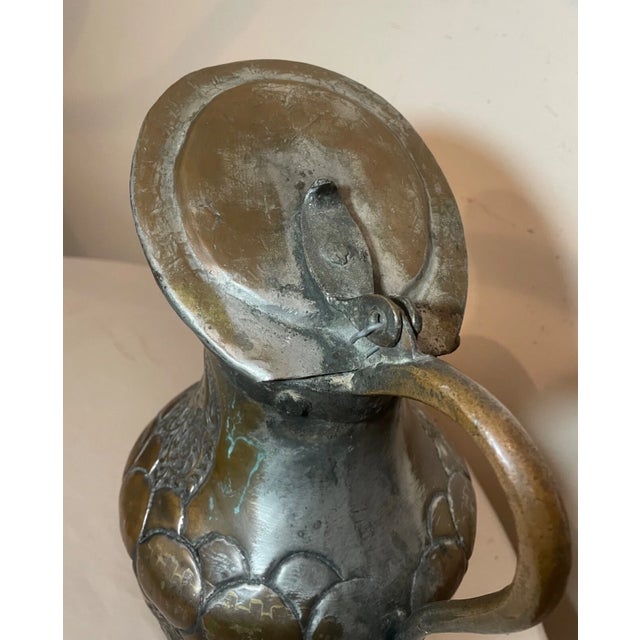 Large Antique 1800s Tooled Copper Middle Eastern Water Pitcher Metalware Pot Jug For Sale - Image 16 of 17