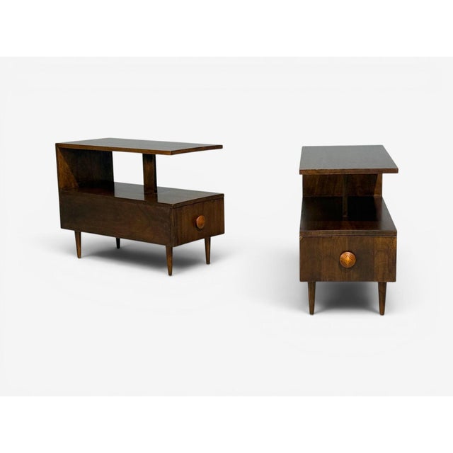 Gilbert Rohde, Herman Miller, Rare "Paldao" End or Side Tables, Walnut, USA, 1940s Rare pair of end tables, side tables,...