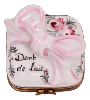 Limoges Numbered Pink Bow "Dent De Lait" Box