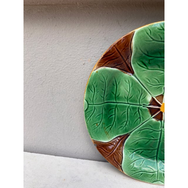 Victorian 19th Century Majolica Water Lily Plate Joseph Holcroft For Sale - Image 3 of 4