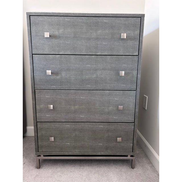 CB2 Cb2 Faux Shagreen Embossed Tall Chest For Sale - Image 4 of 10