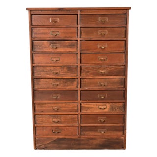 Antique Arts & Crafts Pine 20-Drawer Filing Cabinet or Apothecary Cabinet, Circa 1900 For Sale