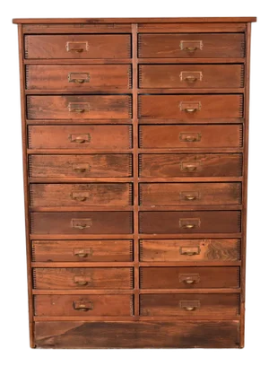 Antique Arts & Crafts Pine 20-Drawer Filing Cabinet or Apothecary Cabinet, Circa 1900