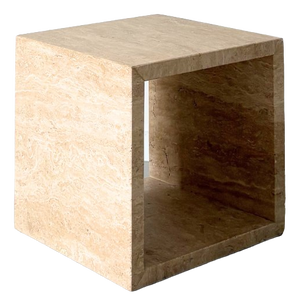 Travertine Marble Cube Side Table, Italy, 1990s
