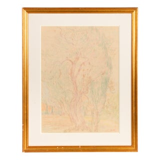 Léon Detroy, Polychrome Tree, 1920s-1940s, Pastel, Framed For Sale