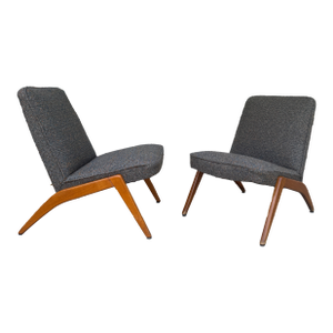 Mid 20th Century Pair of Vintage Mid Century Modern Swedish Slipper Chairs