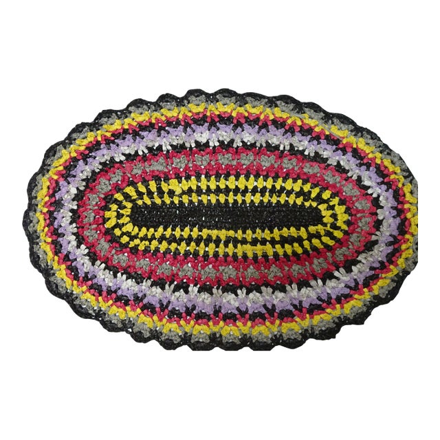 Rag Rug Swedish Mid Century Vinyl For Sale