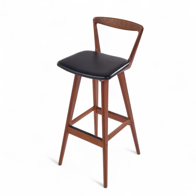 Rosengren Hansen for Brande Møbelfabrik Mid Century Teak Bar Stools - Set of 3 For Sale - Image 12 of 12