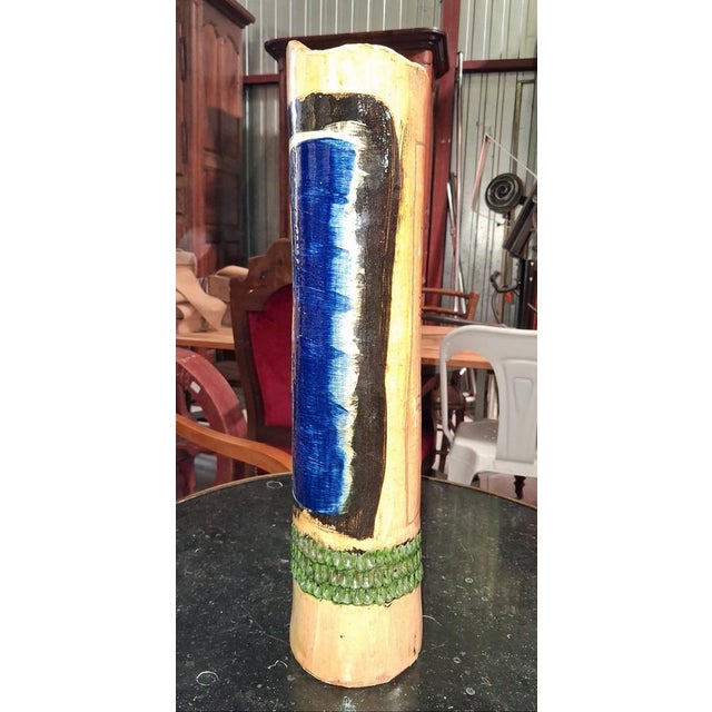 Large glazed stoneware vase signed "Haut 49" – Studio piece, circa 1950 This large cylindrical stoneware vase, thrown on...
