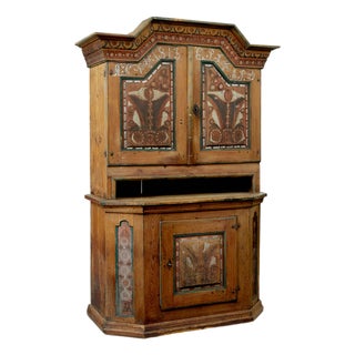 Antique Swedish Hand Painted Folk Art Cupboard, 1813 For Sale