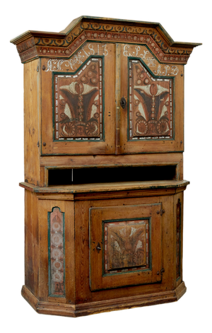 Antique Swedish Hand Painted Folk Art Cupboard, 1813
