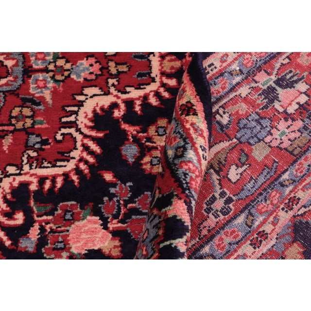 Blue Shabby Chic Persian Tabriz Blue/Red Wool Rug - 7'1'' X 9'10'' For Sale - Image 8 of 10