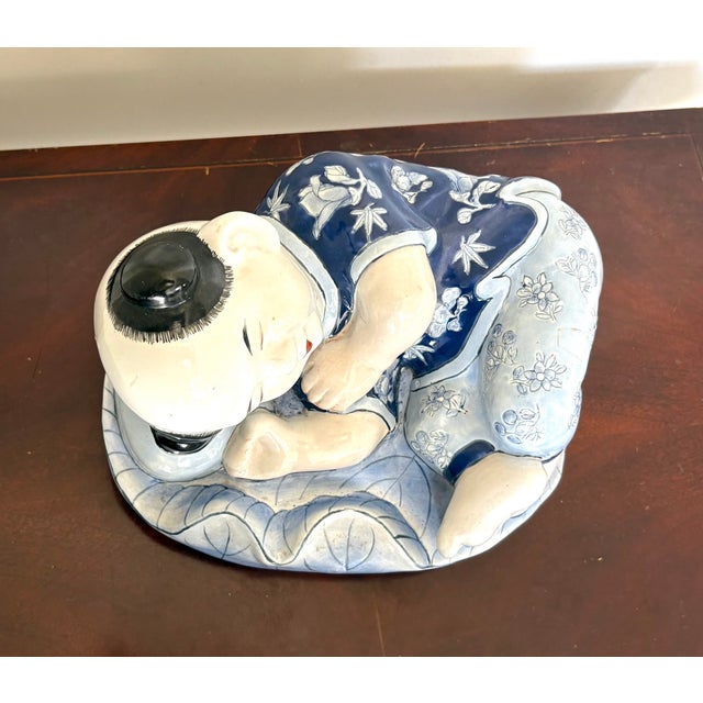 1940s Chinese Sleeping Man Ceramic Figurine For Sale - Image 5 of 5